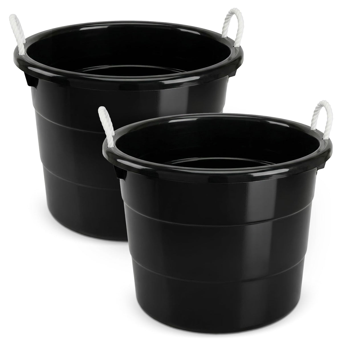 HOMZ Utility Tub, Storage Bucket with Rope Handles, 18 Gal, Blue, 2 Pack | Portable Plastic Container, Indoor and Outdoor Bucket for Kitchen, Laundry, Garden, Bathroom, and Garage Organization