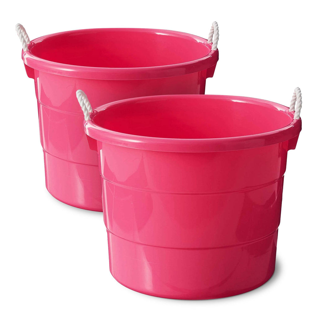 HOMZ Utility Tub, Storage Bucket with Rope Handles, 18 Gal, Blue, 2 Pack | Portable Plastic Container, Indoor and Outdoor Bucket for Kitchen, Laundry, Garden, Bathroom, and Garage Organization