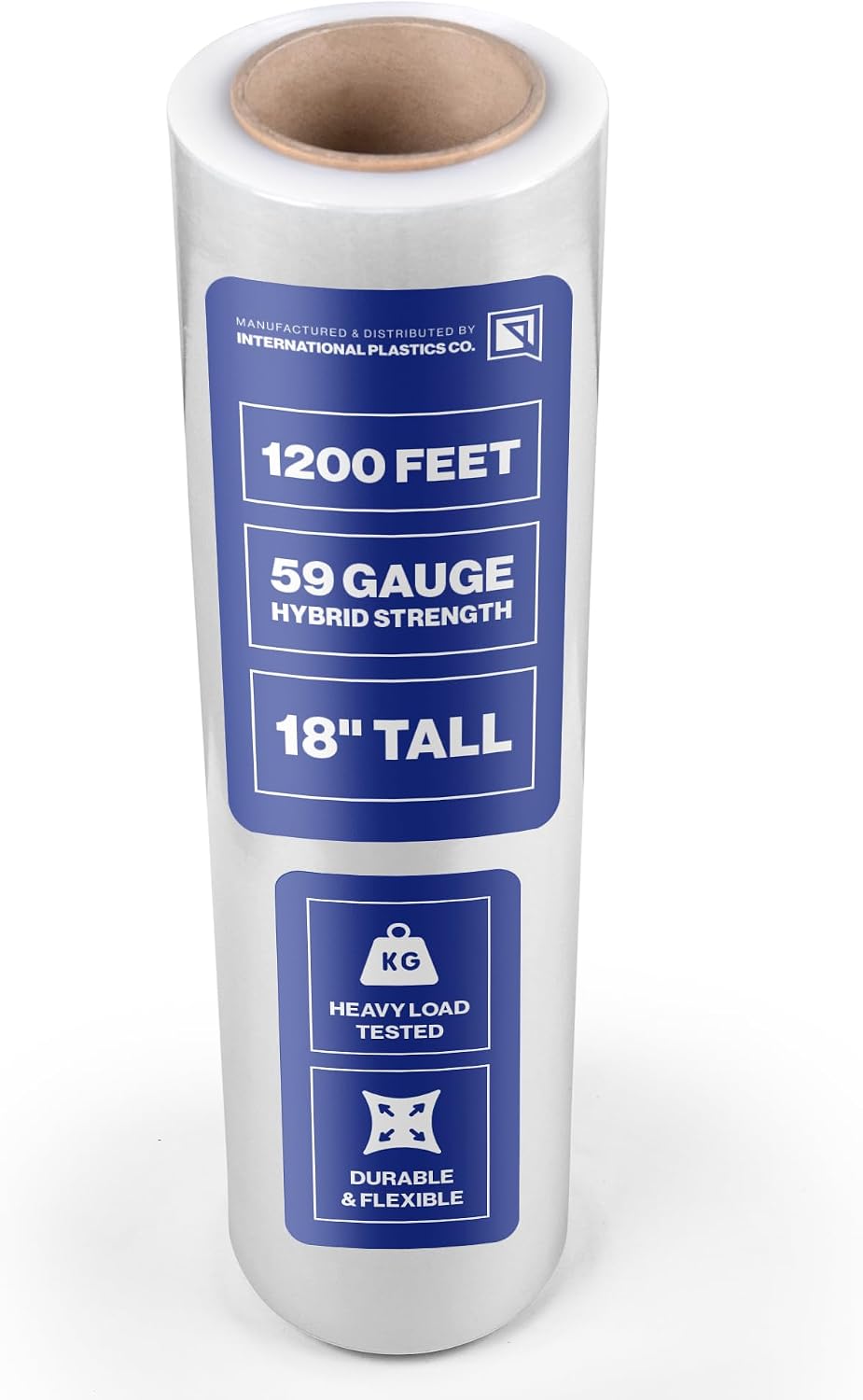 International Plastics Co. 18" Plastic Stretch Film Wrap 1200 feet 500% Stretch Ability | 500% Stretch Ability for Packing Moving Packaging Heavy Duty Shrink (Clear)