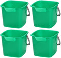 Peohud 4 Pack Sanitizing Buckets, 3 Quart Small Cleaning Buckets, Square Detergent Pail with Spout and Handle, Plastic Utility Bucket for Home Kitchen School Offices Commercial Use, Green