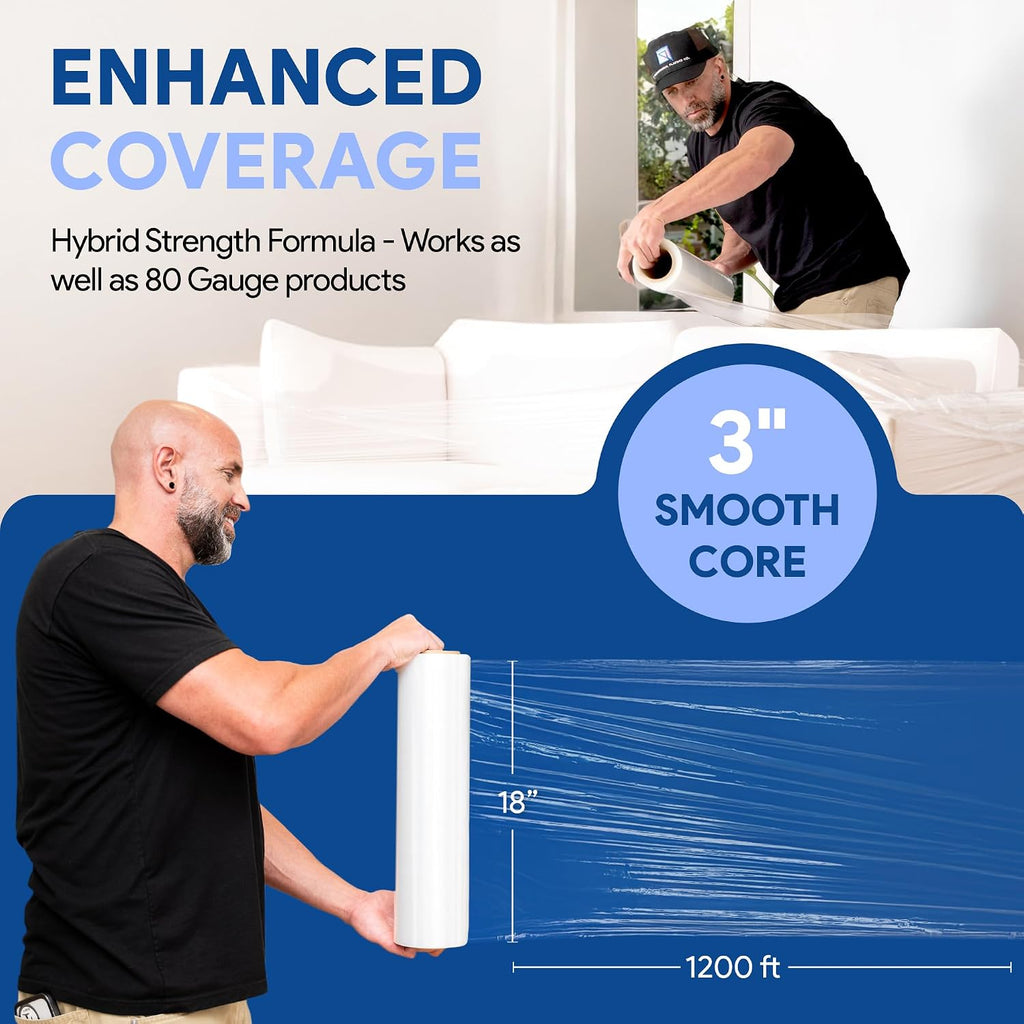 International Plastics Co. 18" Plastic Stretch Film Wrap 1200 feet 500% Stretch Ability | 500% Stretch Ability for Packing Moving Packaging Heavy Duty Shrink (Clear)
