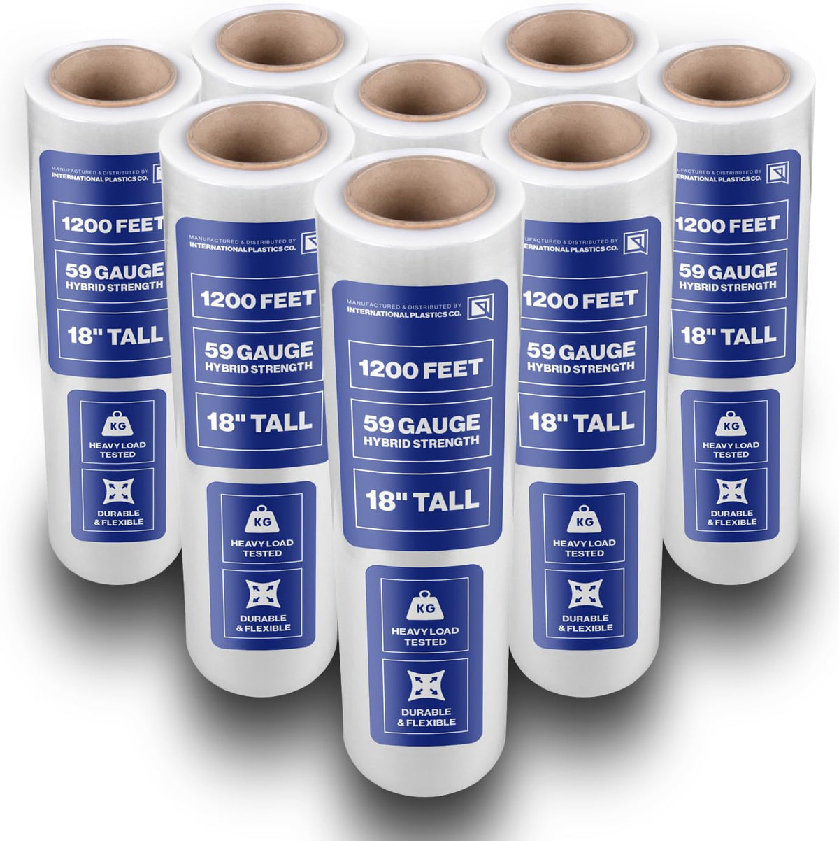 International Plastics Co. 18" Plastic Stretch Film Wrap 1200 feet 500% Stretch Ability | 500% Stretch Ability for Packing Moving Packaging Heavy Duty Shrink (Clear)