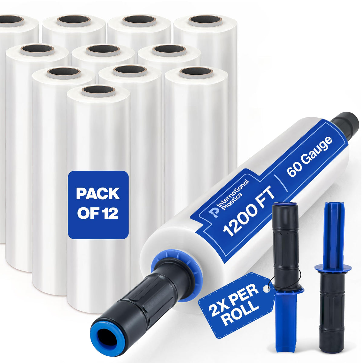 International Plastics Co. 18" Plastic Stretch Film Wrap 1200 feet 500% Stretch Ability | 500% Stretch Ability for Packing Moving Packaging Heavy Duty Shrink (Clear)