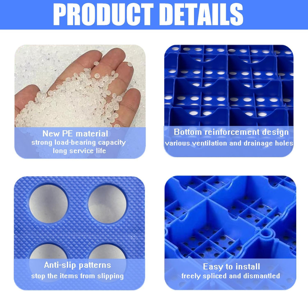 Plastic Pallets, Plastic Pallets for Basement Storage, Nestable Lightweight Waterproof for Basement Garage Supermarket (4)