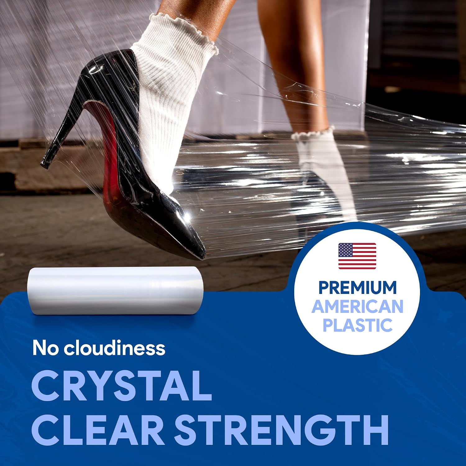 International Plastics Co. 18" Plastic Stretch Film Wrap 1200 feet 500% Stretch Ability | 500% Stretch Ability for Packing Moving Packaging Heavy Duty Shrink (Clear)