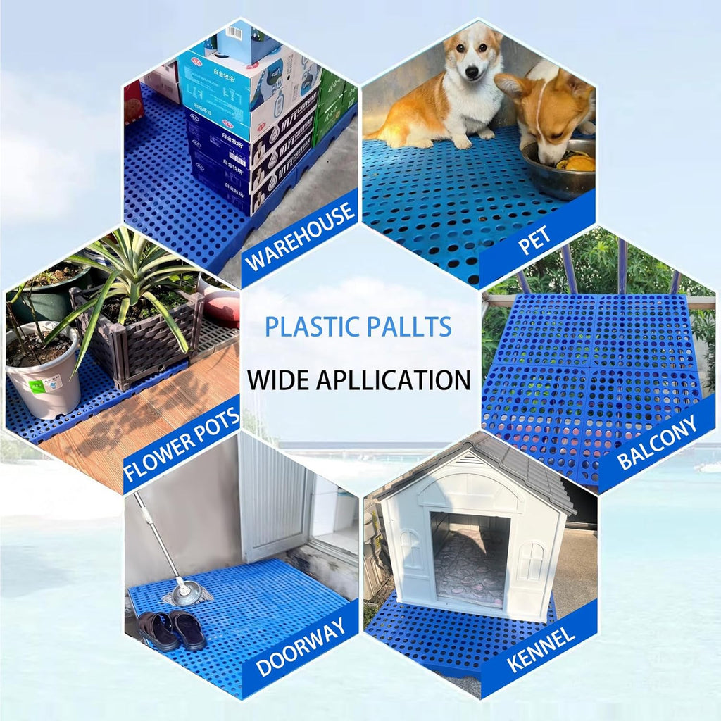 Plastic Pallets, Plastic Pallets for Basement Storage, Nestable Lightweight Waterproof for Basement Garage Supermarket (4)